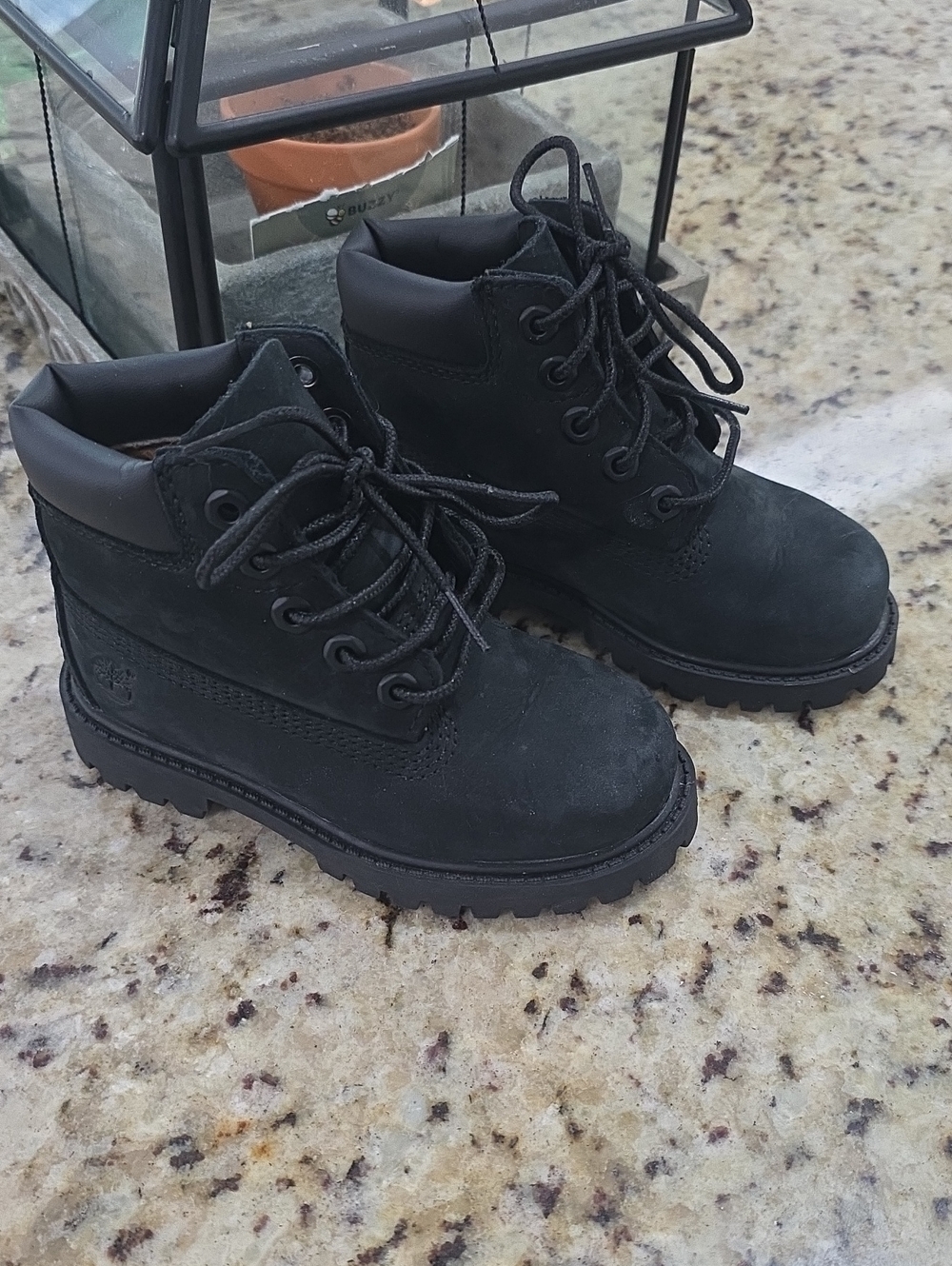 Timberland Kids Black Lace-Up Hiking Boots Size 8